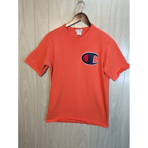 Champion Big C Embroidered Light Orange T-Shirt Men's LARGE - Picture 1 of 7